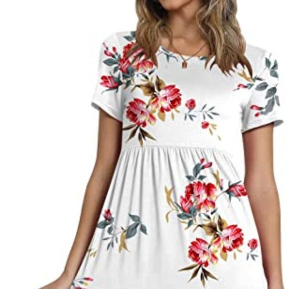 TAOHUADAO Women's Short/Long Sleeve T-Shirt Dresses Casual Ruffle